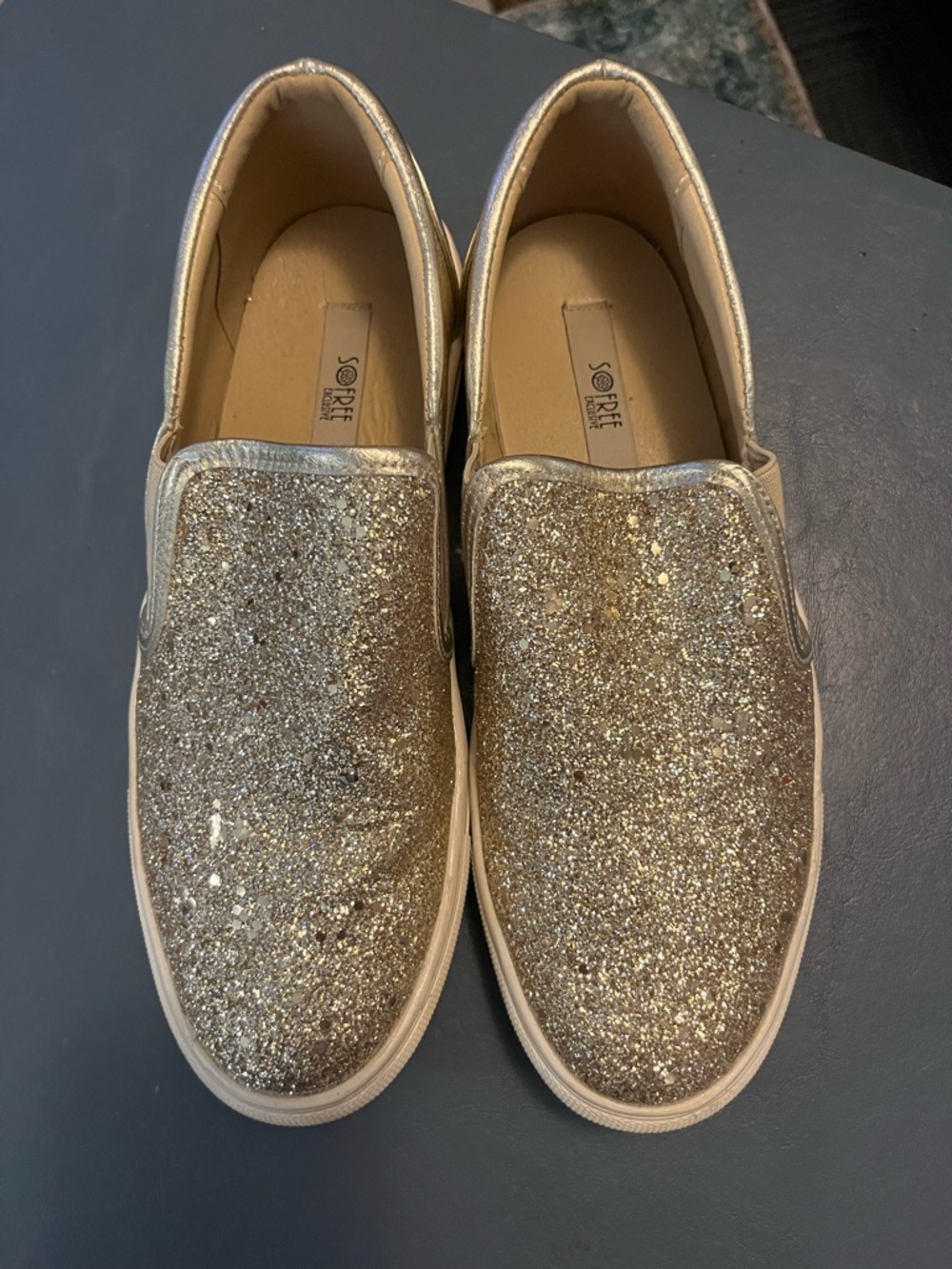 Gold Glitter Slip-On Sneakers for Women - SOREL STYLE